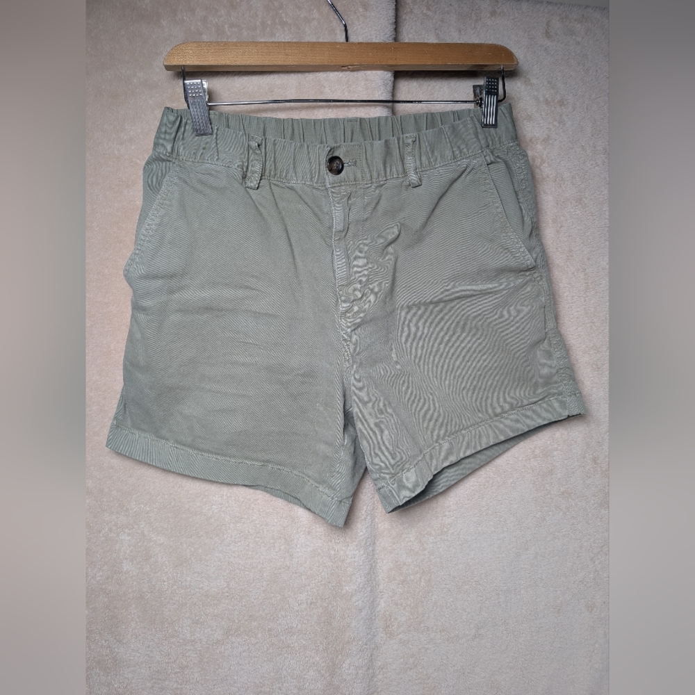 BearBottom Shorts Mens Medium 5.5" Olive Green Chino Elastic Waist Stretch EUC